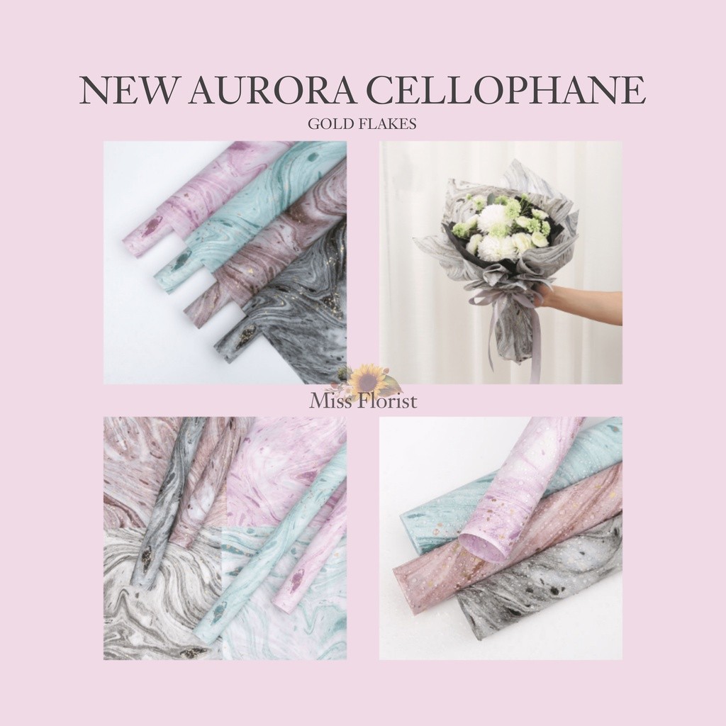 

[5 PCS] 017.FLOWER WRAPPING NEW AURORA COLOR CELLOPHANE 58x58CM KERTAS BUKET BUNGA