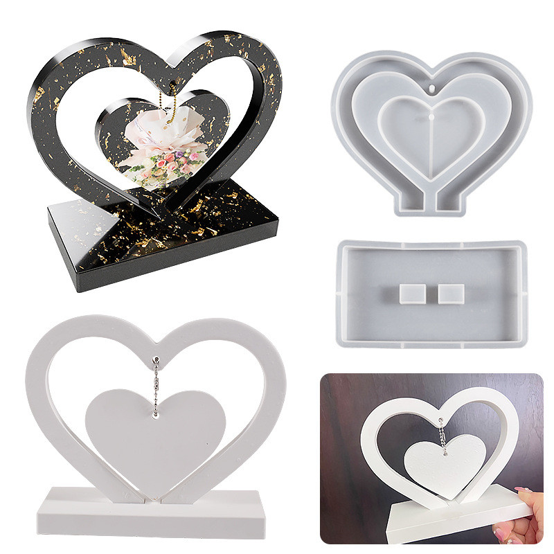 

DIY Love Heart/ tree shape Hanging Photo Frame Silicone Moulds Handmade Casting Molds Desk Office Decoration