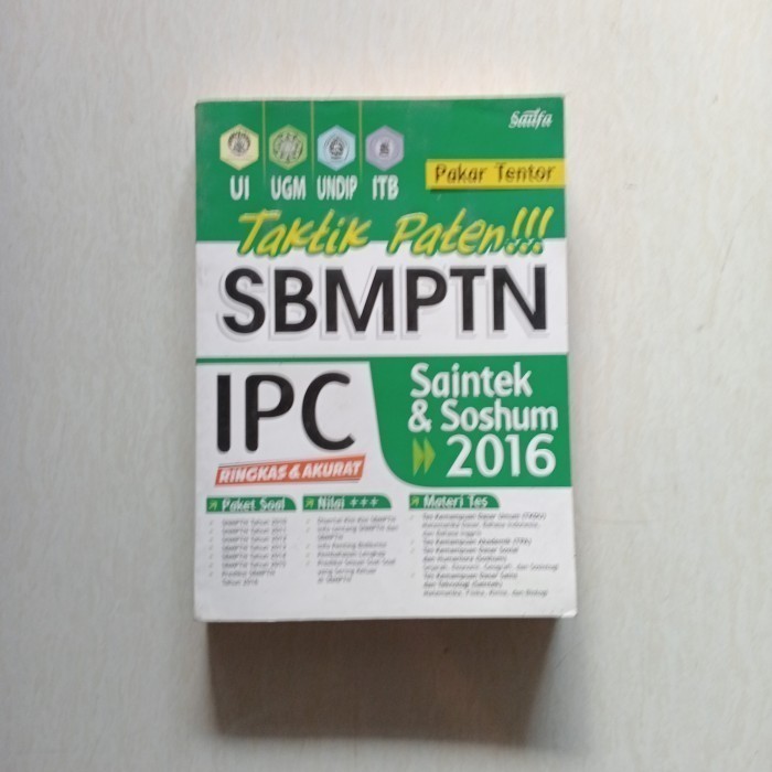 Buku TAKTIK PATEN SBMPTN IPC SAINTEK & SOSHUM 2016 Original Bekas