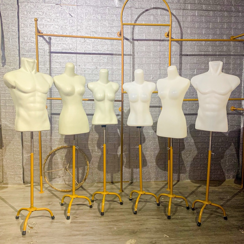 Manekin Setengah Badan Pria & Wanita | Dress Maker Bening Plastik | Patung Cowo Otot | Kaki Manekin 