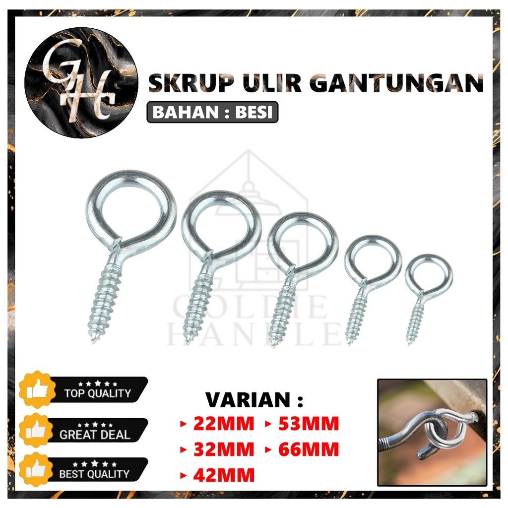 Sekrup Paku Ulir Skrup Paku Gantungan Kunci Paku Ulir Cantelan Gantungan Burung Hook Skrup