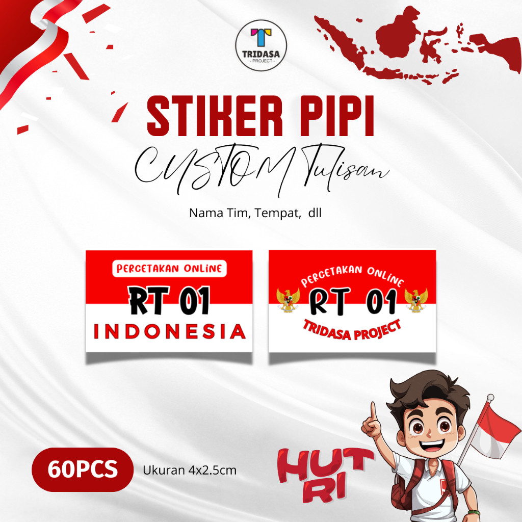 

Stiker Pipi untuk Acara Agustusan Bisa Custom Tulisan (ISI 60PCS)