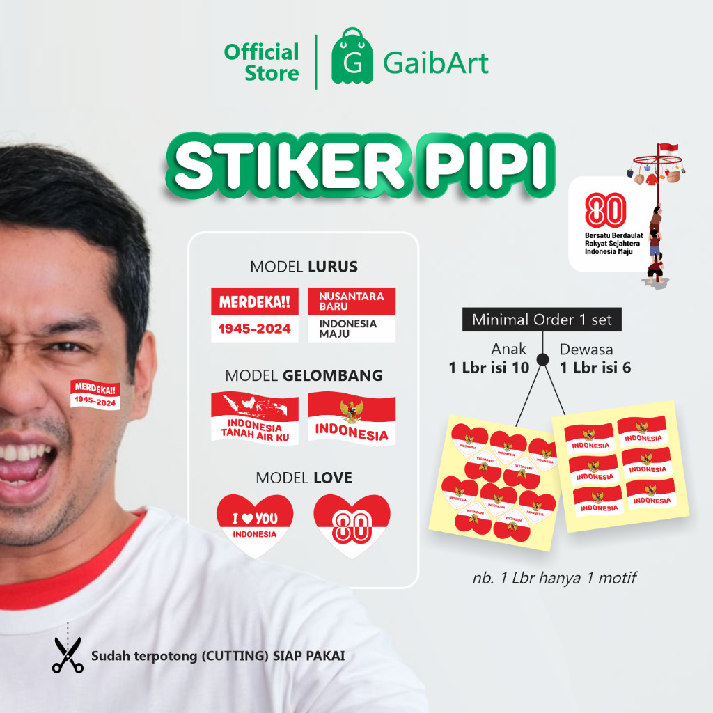 

GaibArt Bisa Nyetak Sticker Tempelan Pipi Merayakan Hut Ri ke 80 Tahun - Indonesia 17 Agustus 2025
