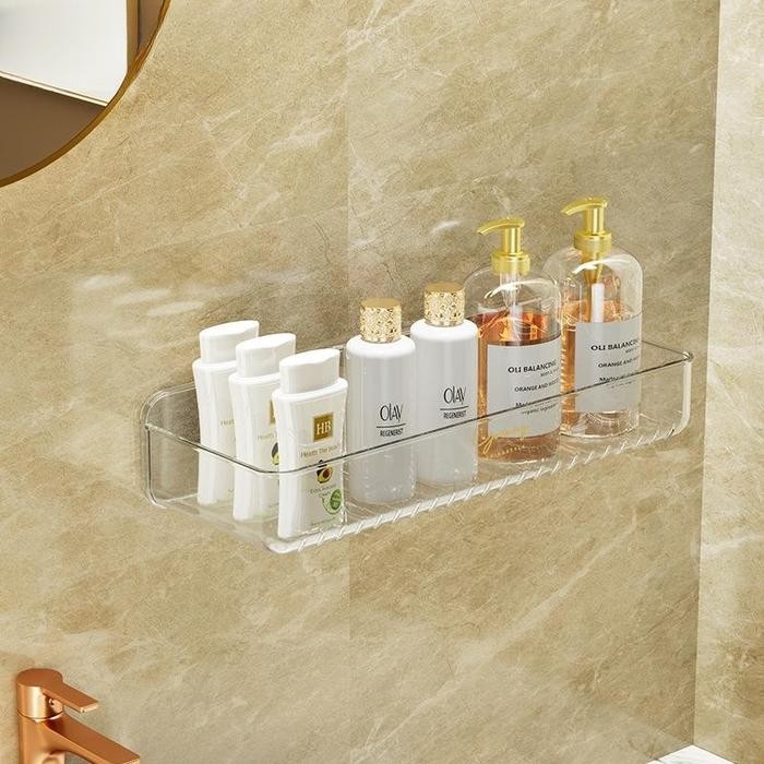 

Rak Kamar Mandi Multifungsi yang Dipasang di Dinding gaya yang ringan dan mewah Plastik Organizer Kamar Mandi Plastic Rack - putih