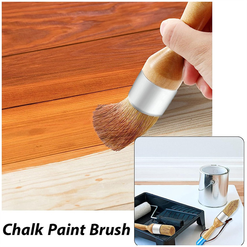 

ABHB-Brush Chalk And Wax Paint Brushes For Acrylic Painting Bristle Stencil Brushes For Wood Furniture Home Decor