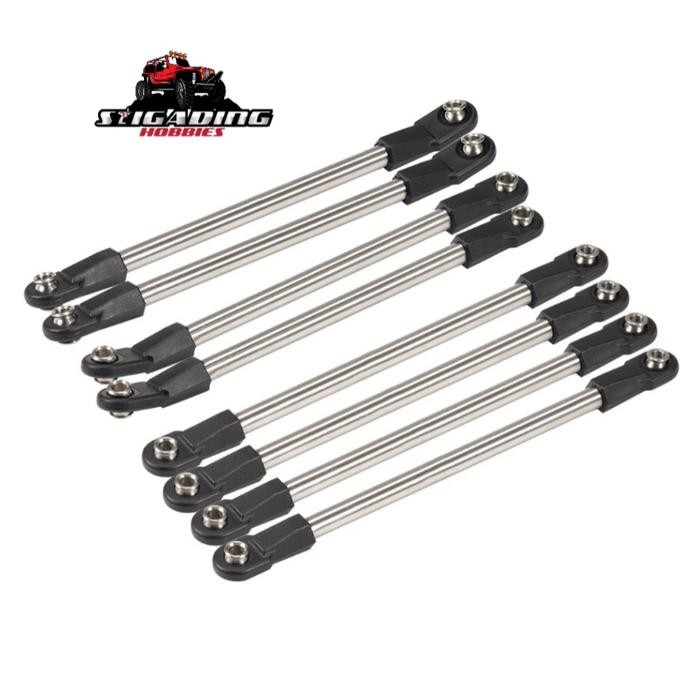 8Pcs Linkrod 275mm Wheelbase Links Set with M4 Rod Ends for 1/10 RC Crawler 275 mm Chassis SCX10 D90