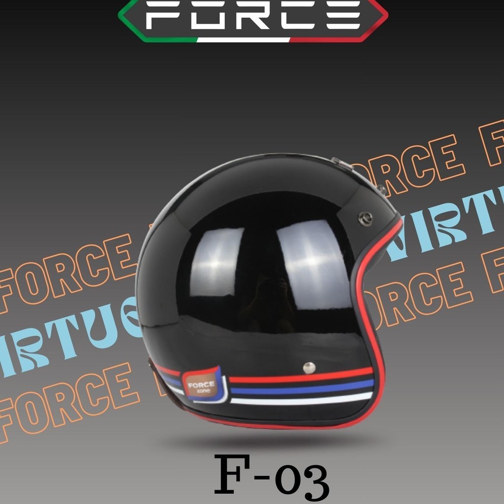 FORCE Helm Half Face Retro 03 Zone – Kaca Cembung