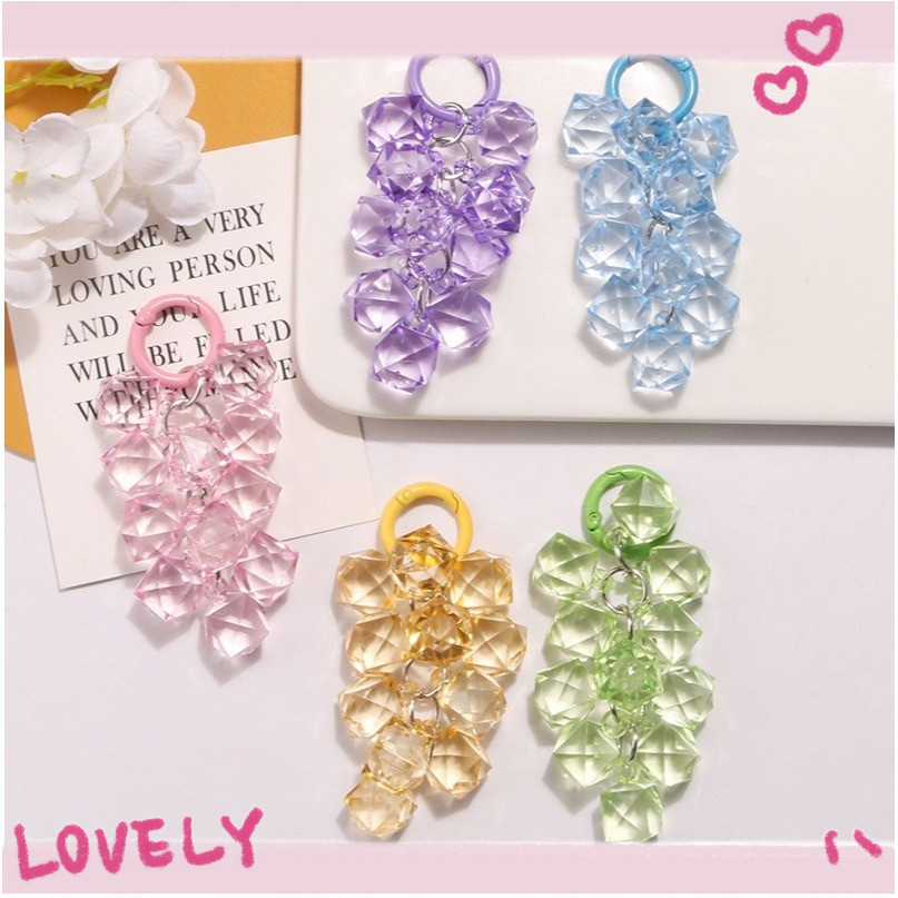 Gantungan Kunci Kristal Anggur Transparan - Unik & Lucu untuk Gantungan Kunci, Tas, Ransel, HP