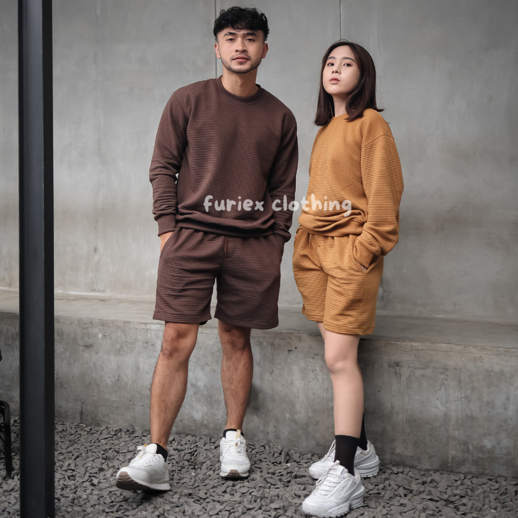 Furiex-One Set Pria Sweater One Set Unisex Stelan One set Crewneck Broadshort Premium