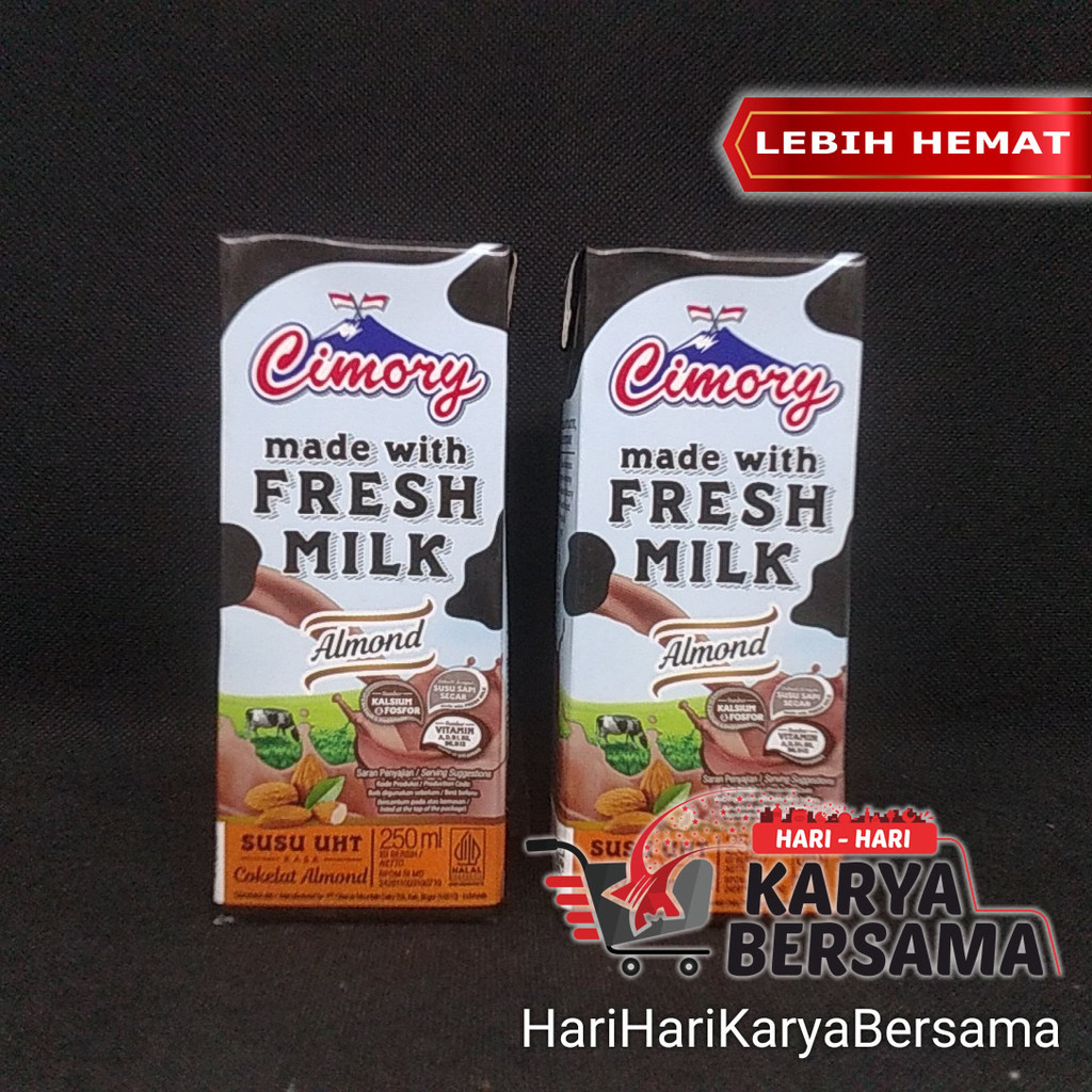 

MINUMAN CIMORY SUSU UHT FRESH MILK ALMOND PACK 2'S X 250ML