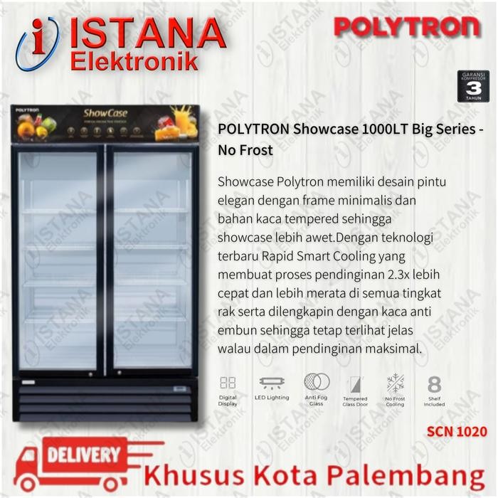POLYTRON SHOWCASE 2 PINTU 1.000 LITER NO FROST SCN 1020