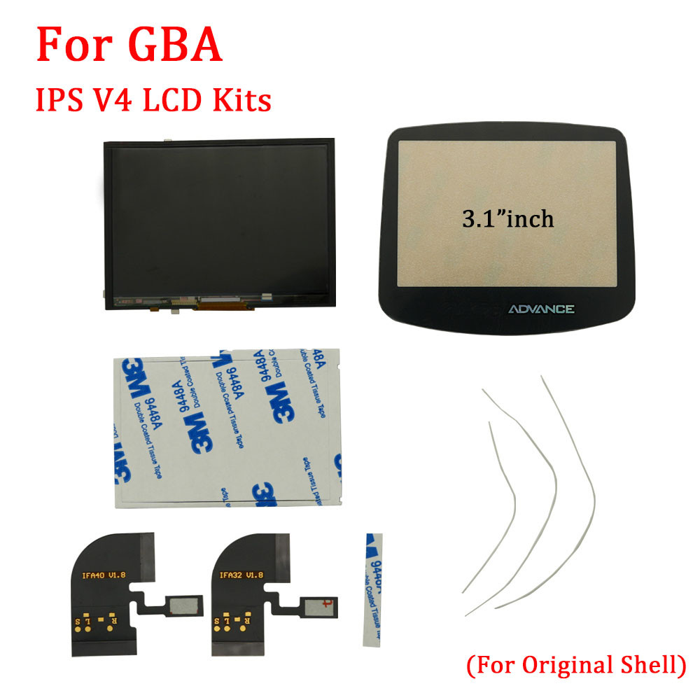 New IPS V4 Backlight LCD Screen With Original Housing Case Shell Sets For GameBoy Advance GBA IPS LC