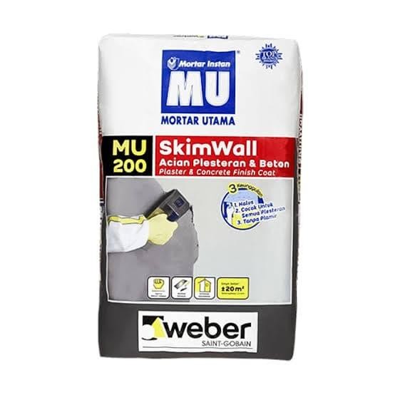 MU 200 20 kg acian semen instant diatas plester beton skim wall mortar utama