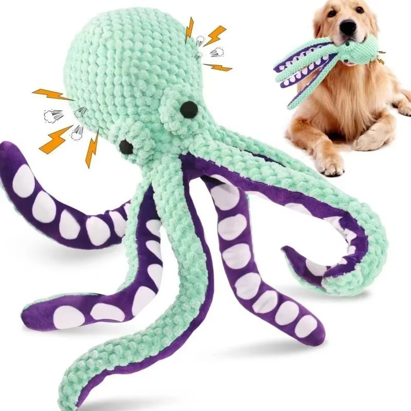 Dog Interactive Biting Toys, Pet Squeak Toys, Octopus Plush Toys for Dog, Pet Dog Accessory Training