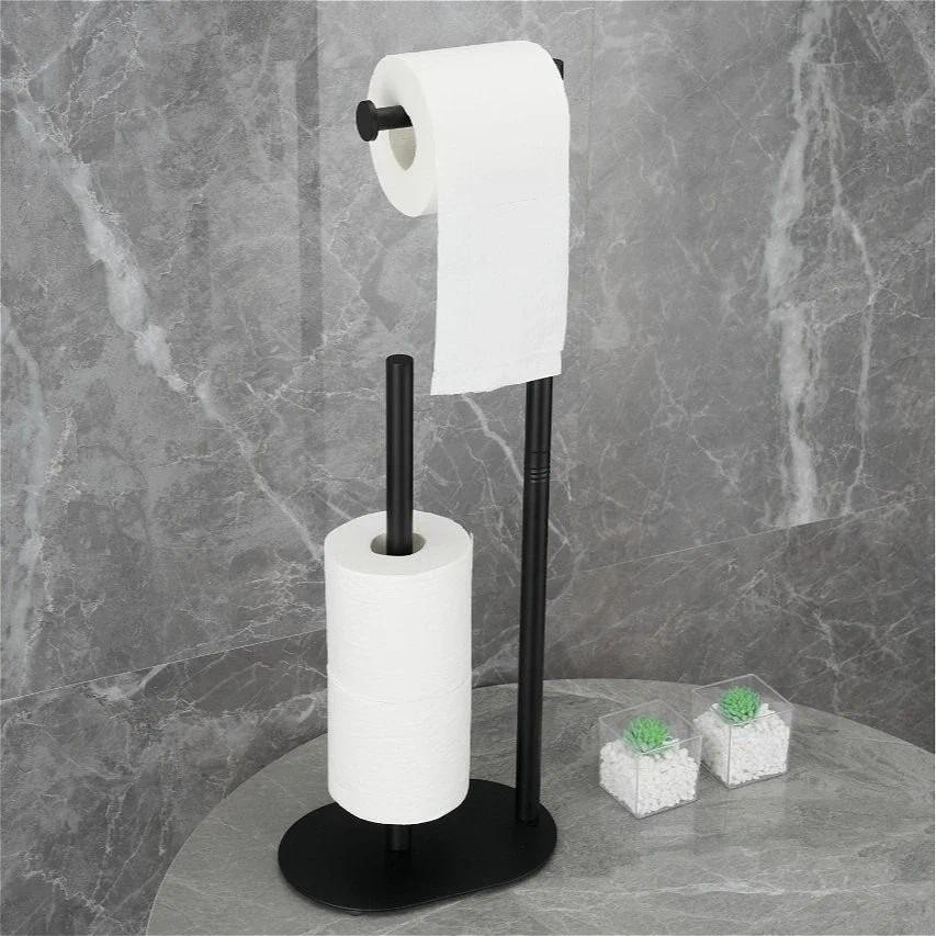 Stainless Steel Toilet Paper Holder with Toilet Brush Removable Freestandin Type Toilet Paper Holder