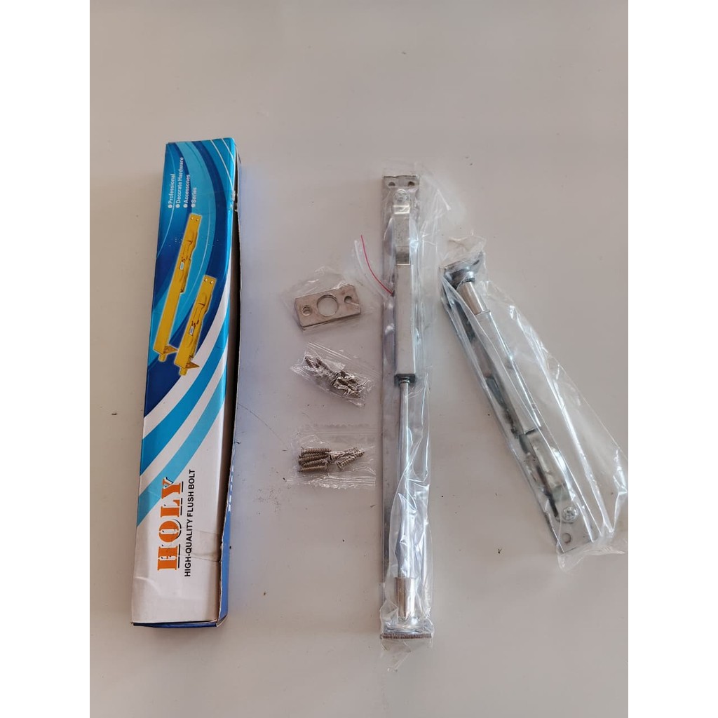 Slot HOLY Kupu Tarung Selot/ Gerendel/ Grendel Tanam (Pintu 2 Daun) 10" Besi Chrome/ Putih