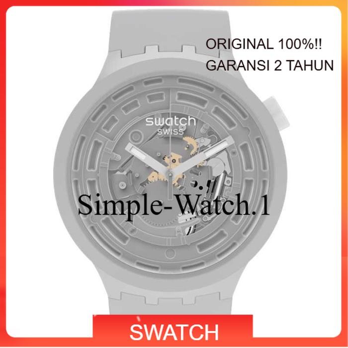 ORIGINAL 100% Jam Tangan Unisex Swatch Bioceramic C SB03M100 Skeleton Grey GARANSI RESMI 2 TAHUN
