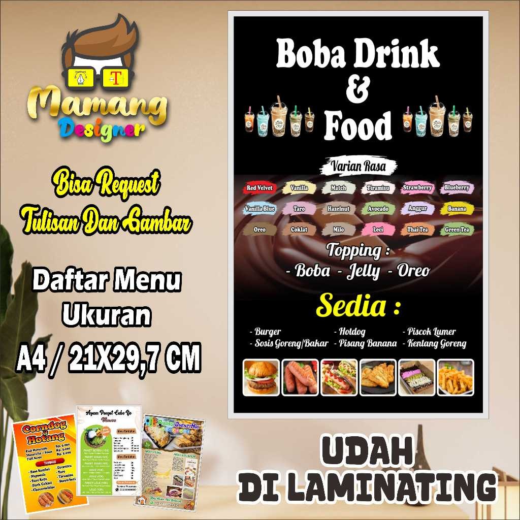 

Backdrop Cetak Daftar Menu Bahan Kertas Dilaminating Jualan Boba Dan Aneka Makanan Keren bb