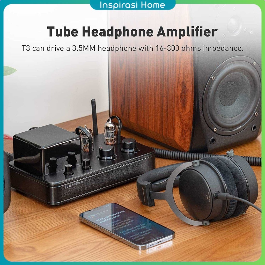 Fosi Audio Amplifier Bluetooth 5.0 Headphone Port Vacuum Tube 50Wx2 - T3