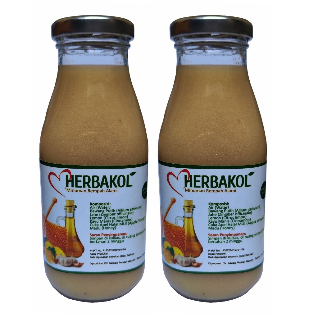 

HERBAKOL (PAKET 2 BOTOL) Jus Bawang Putih Jahe Merah Lemon Cuka Apel Madu Cinnamon