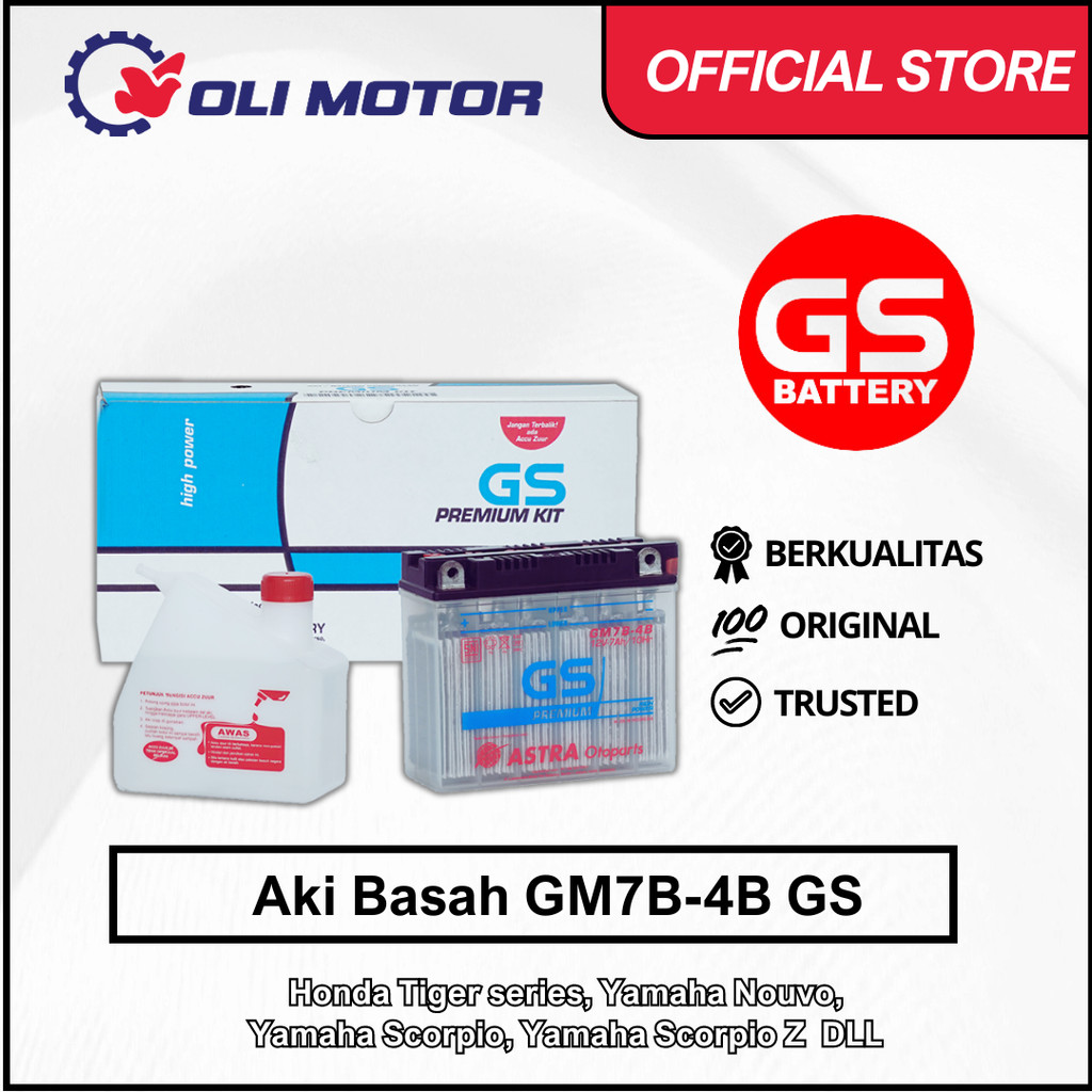 Aki Basah GS GM7B-4B 12V 7Ah Tiger, Nouvo, Scorpio