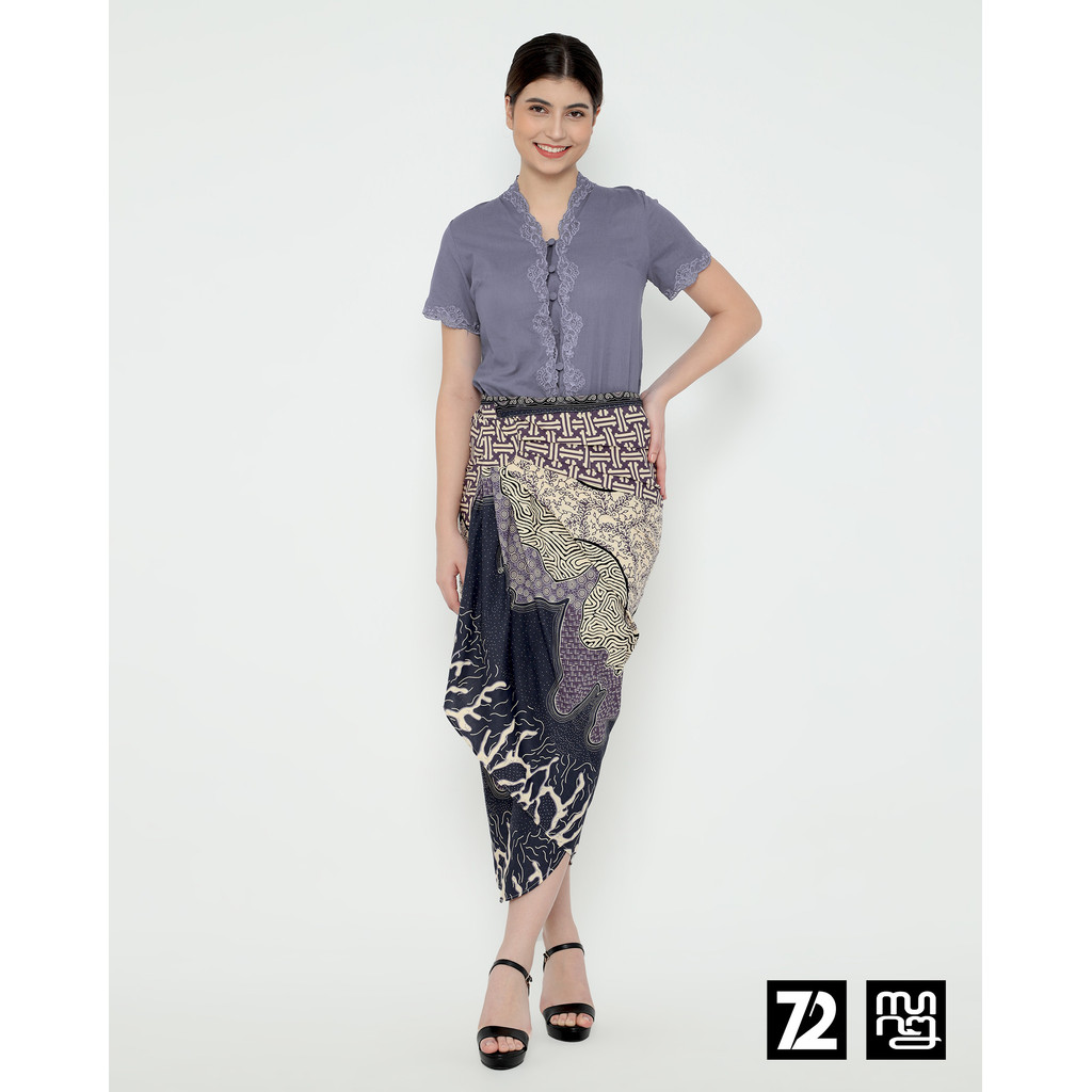 ROK BATIK SPAN Jena Skirt Lilit Kebaya Instan Modern Wanita Motif Lapis Simetri Warna Ungu Lilac 725