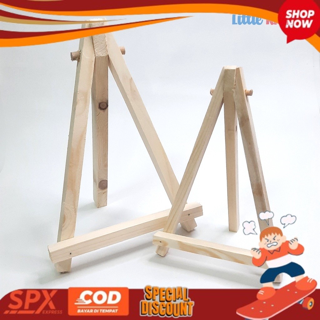 READYYY Wooden Easel / Stand Kayu / Tripod Lukis Gambar LITTLE KREATE