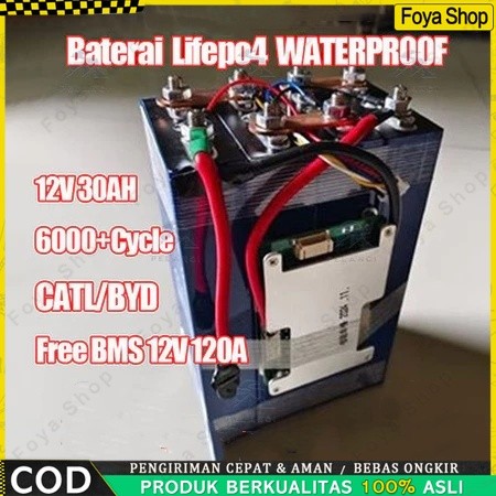 【9000+Cycle】UPS WATERPROOF BMS lifepo4 Baterai12V【30Ah/120ah CATL/BYD Baru Lifepo4 Baterai】3.2V 30Ah