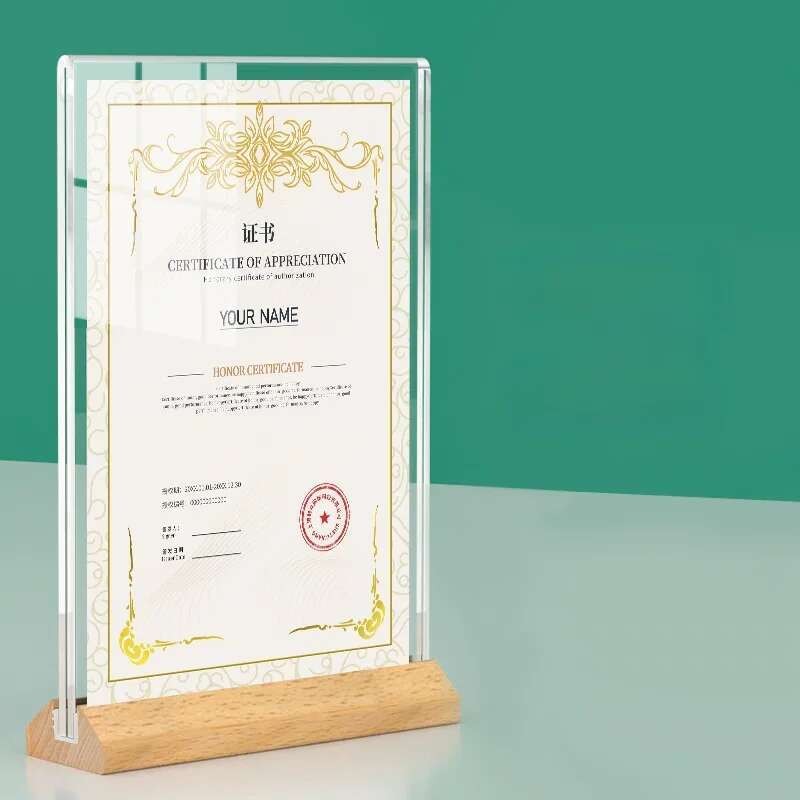 

A4 210x297mm Wood Acrylic Sign Holder Display Stand Table 8.5x11 In-es Restaurant Menu Paper Holder Price Label Poster Frame