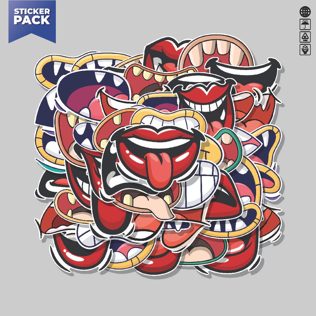 

[100PCS]Stiker Pack Stiker Mulut Aesthetic Vinyl Anti Air Dekorasi Sticker Laptop Buku Journal Koper Helm Casing HP Gitar Helm Skateboard