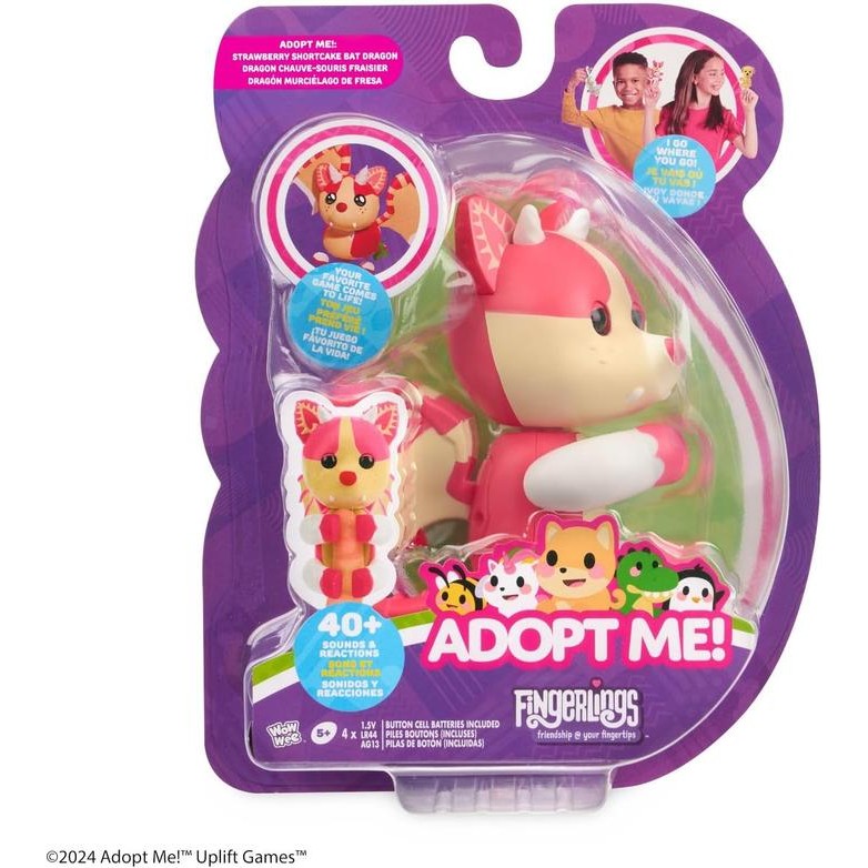 Fingerlings x Adopt me Strawberry Shortcake BAT Dragon New 2024 REACTS to Touch 40+ Sounds and React