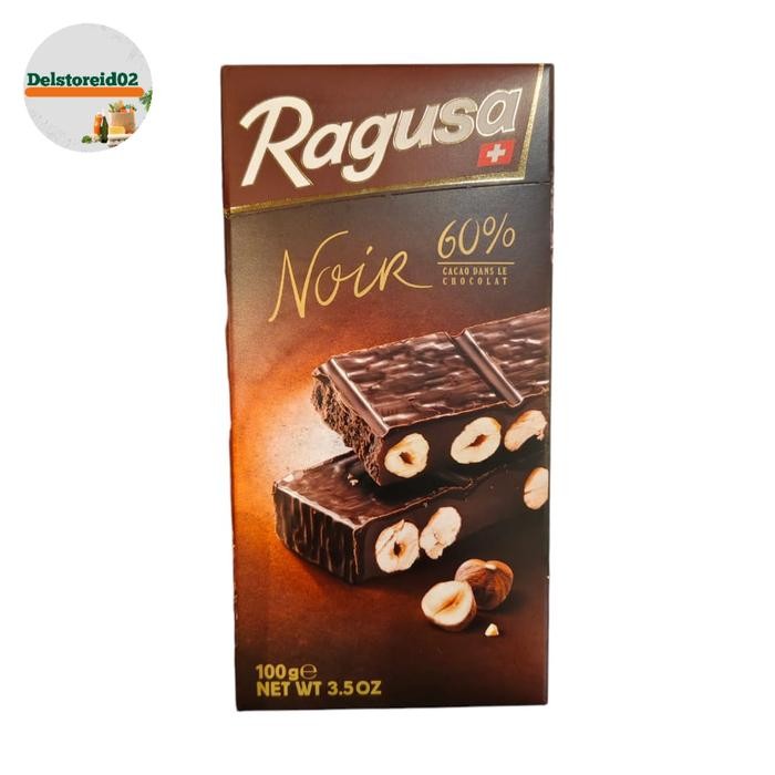 

Ragusa noir 60% chocolate (coklat hitam manis isi praline dan kacang hazel) 100 gr