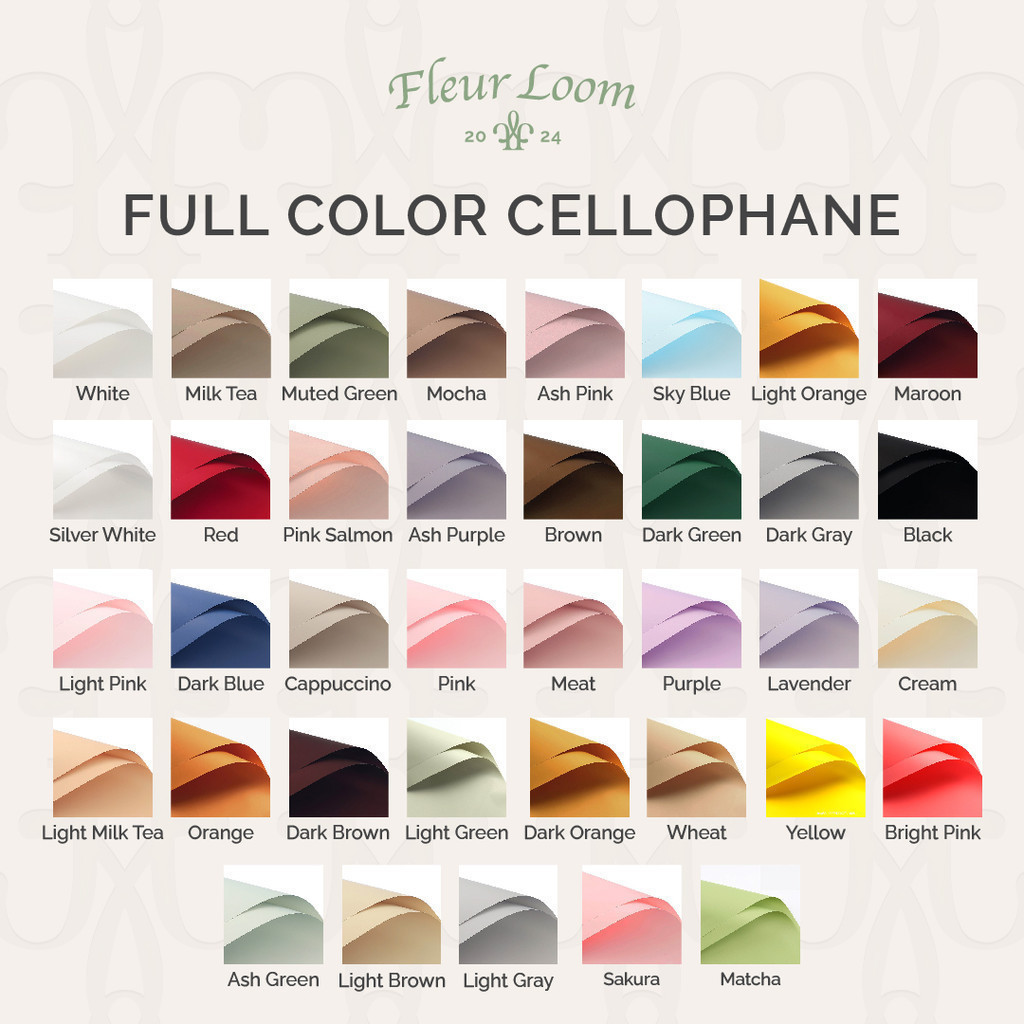 

Fleur Loom - (Lembaran) Kertas Buket Full Color Solid Polos Opp Flower Wrapping Cellophane