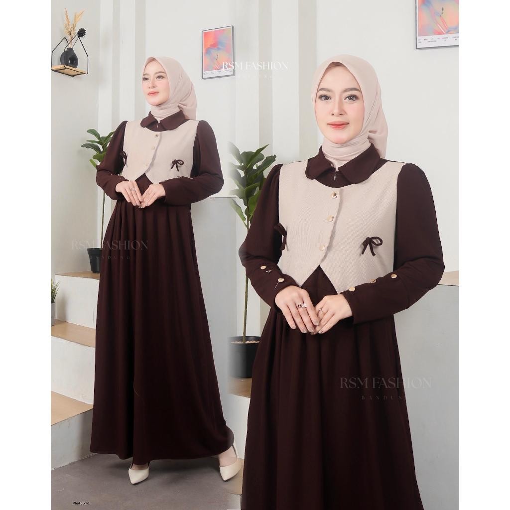 ES.COLD Azura Dress Knit Gamis Knit Rompi Gamis Cardi Gamis RSM