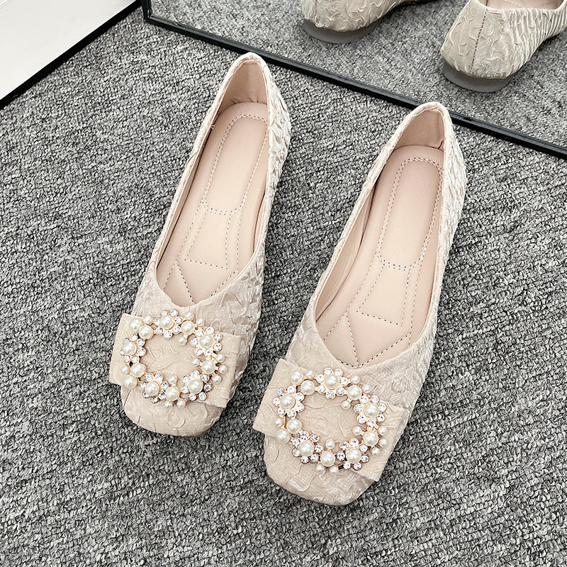 EMITA BLOOM korean style sepatu flat shoes putih wanita kekinian flat shoes hak 1cm empuk jelly lucu