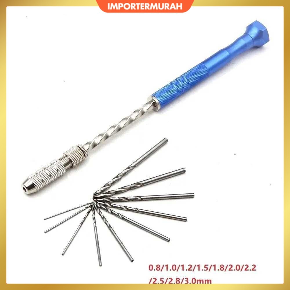 Blue Extended Semi-Automatic 0.5-3mm Hand Twist Drill with Drill bit - B-10