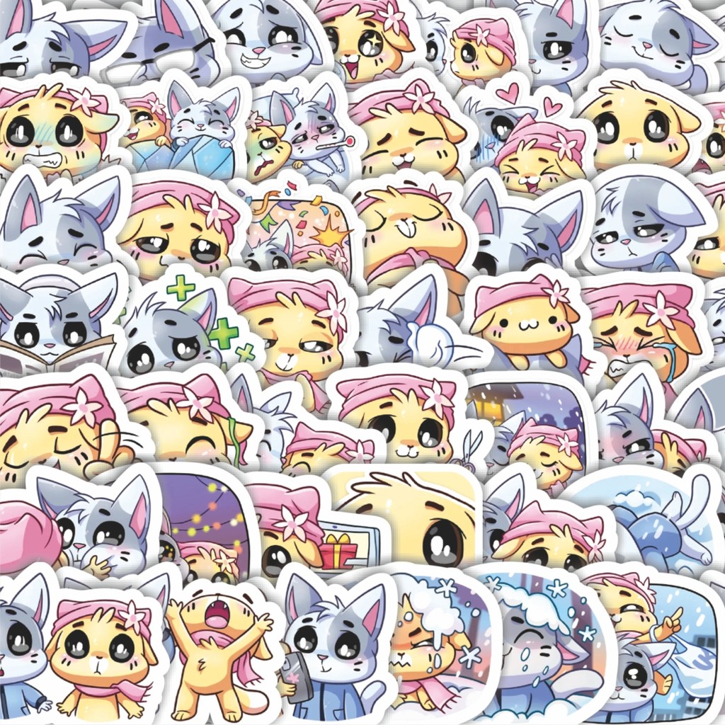 

Stiker Cutting Pack Stiker Funny Character Winter Cat Couple Isi 100Pcs Series Aesthetic Lucu Keren Untuk Koper Bahan Vynil