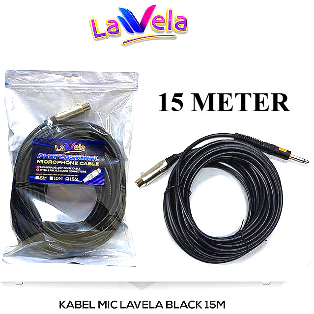 Kabel Microphone LAVELA Panjang 15meter 15 meter 15M 15 Meter Kabel Mic Warna Hitam