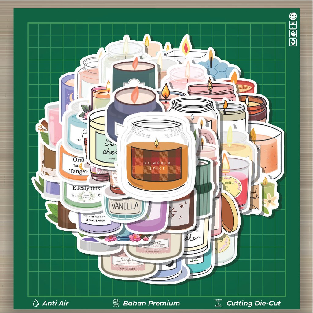

HOT 50 PCS STIKER Stiker Aromatherapy Candles [Lilin Aromaterapi] Stiker Fashion Cars Decal Dingin Kartu Album Custom Vinyl Anti Air- Sticker Aesthetic Buku Journal Koper Casing HP Tablet Laptop Helm Motor Botol Minum