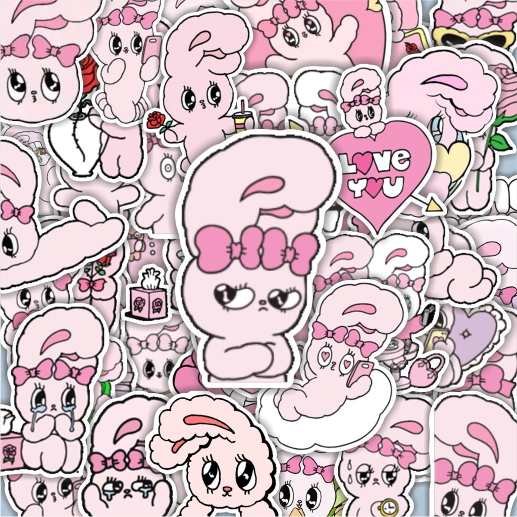 

100PCS Lucu Stiker Esther Bunny Cartoon Stiker Aesthetic Stiker Anti Air Stikers Berperekat Waterproof sticker decal buat Motor Helm Buku Journal Koper Casing HP Laptop Botol Minum Hadiah anak