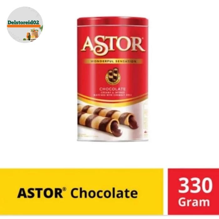 Astor wafer stick coklat 330gr kaleng