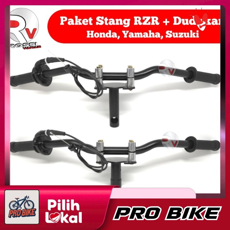 PROMO Paket Stang Stir RZR + Dudukan Stang Racing Road Race Universal Motor Honda Yamaha Suzuki