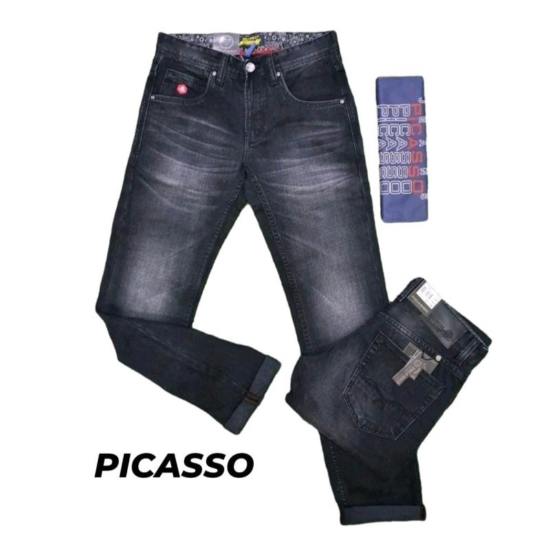 PROMO PICASSO DENIM  Celana Jeans Pria Panjang Picasso Original tidak karet/Gratis Tote bag