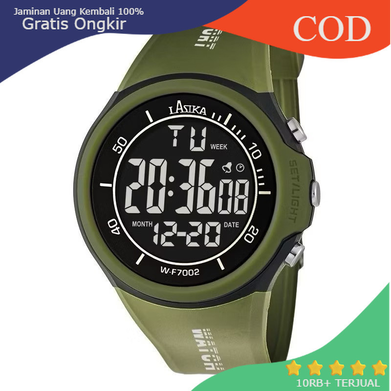 Jam Tangan Pria Lasika 5002 Digital Anti Air Ori Strap Rubber Karet - Army