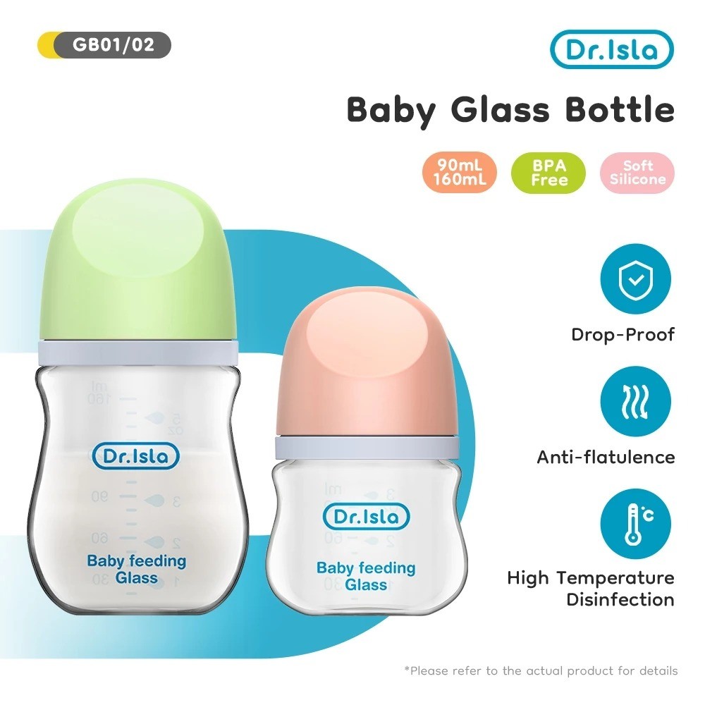 Dr.isla Botol Susu Bayi Newborn 90ml/160ml Anti-flatulence Botol Dot BPA Free Botol Bayi Newborn Bot