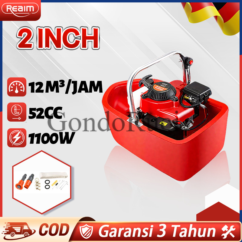 PromoREAIM Mesin Pompa Air Bensin 2 Inch Pertanian Daya Tinggi  Floating Pump 2-Tak Pompa Air Udara 