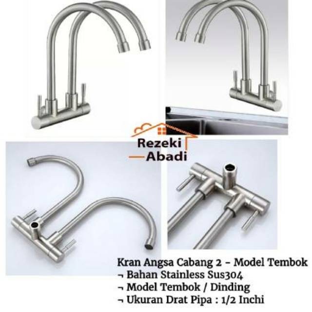 Kran Sink Double / Kran Angsa Tembok / Kran Cuci Piring