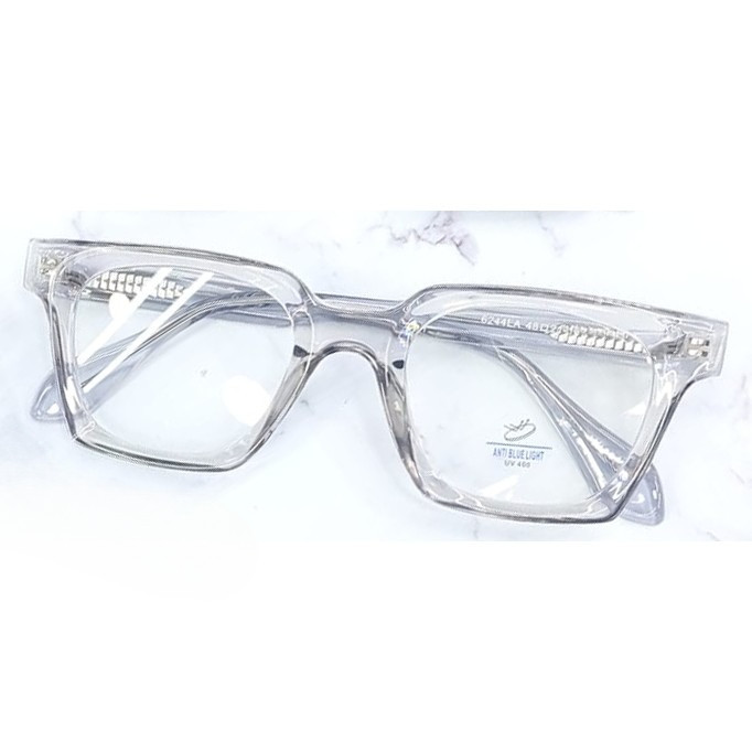 Paket Lensa Kacamata Plastik Korea Kotak Tipe LA 44 Bold Reverse Kotak Full Frame Pria dan Wanita