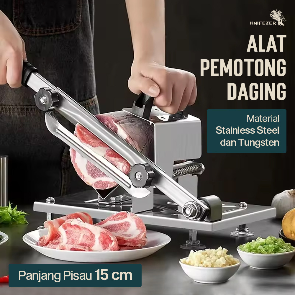 KNIFEZER Alat Slice Daging Manual Meat Cutter Machine Pemotong Daging Serbaguna