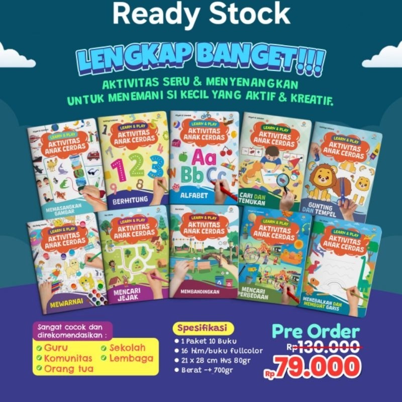 Learn & Play Aktivitas Anak Cerdas | Paket Buku Tematik TK A TK B  Semester 1 & semester 2 Penerbit 